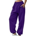 thumbnail image 1 of High Waist Sweatpants Women, Audhol Women's Casual Pant Solid Color Sports and Leisure Pant Drawstring Wide Leg Pants and Drawstring Pocket Pants Wide Leg Sweatpants Women Dark Purple XL, 1 of 8