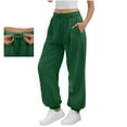 thumbnail image 1 of High Waist Sweatpants Women Inside Drawstring Elastic Waist Jogger Pants Soft Polyester Fleece Women’s Casual Joggers Sweatpants with Slant Pocket, 1 of 8