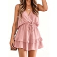 thumbnail image 1 of High Waist Tank Rompers V Neck Beach Womens Flowy Ruffle Layered Shorts Jumpsuit, 1 of 6