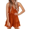 thumbnail image 1 of High Waist Tank Rompers V Neck Beach Womens Flowy Ruffle Layered Shorts Jumpsuit, 1 of 5