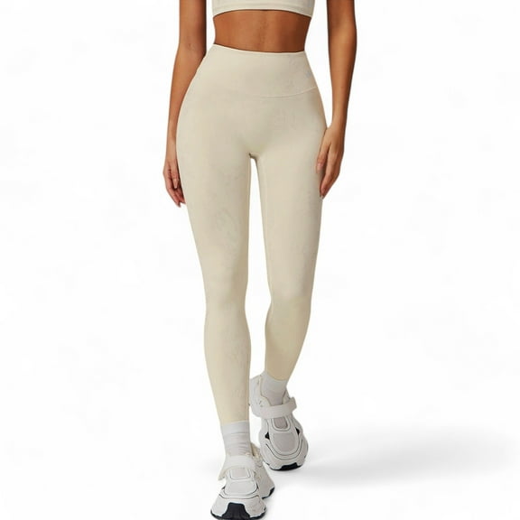 High-Waist Textured Seamless Leggings - Small, Ivory