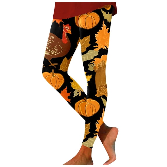 High Waist Thanksgiving Print Leggings Soft Stretchy Athletic Workout Yoga Pants Comfortable Daily Wear Fashion Design for Women