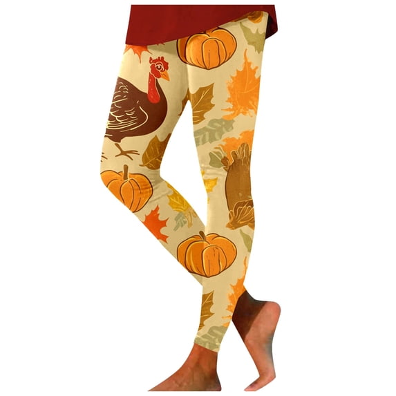 High Waist Thanksgiving Print Leggings Soft Stretchy Athletic Workout Yoga Pants Comfortable Daily Wear Fashion Design for Women