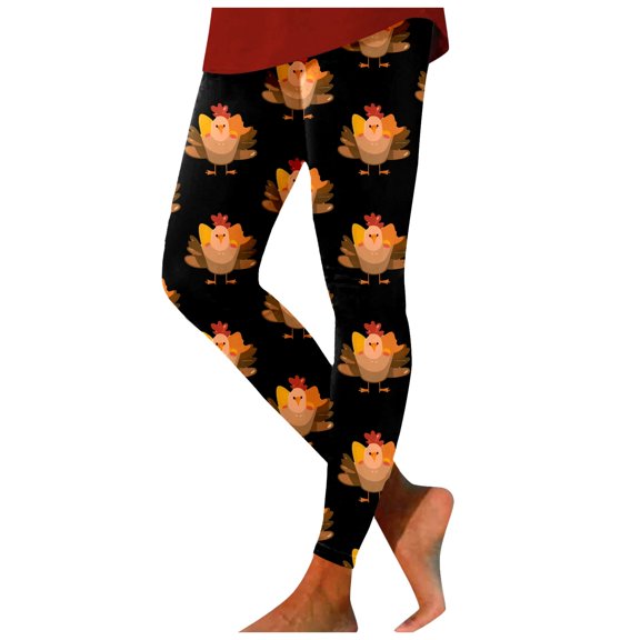 High Waist Thanksgiving Print Leggings Soft Stretchy Workout Yoga Pants Comfortable Design For Casual Wear And Exercise
