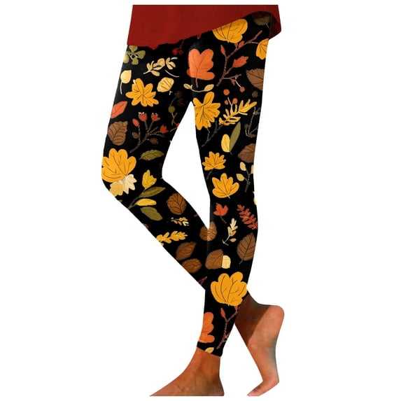 High Waist Thanksgiving Print Leggings Soft Stretchy Workout Yoga Pants Comfortable Fit Design For Casual Wear And Exercise