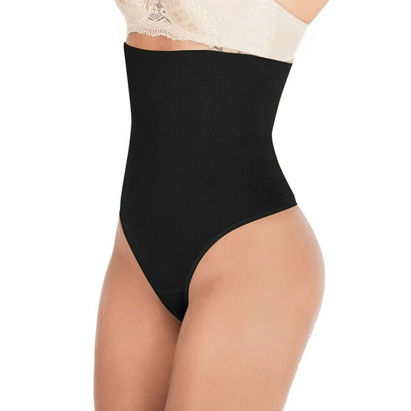 High Waist Trainer Panties Body Shaper Underwear Tummy Control Thong Shapewear Girdles Slimmer Seamless(Black)