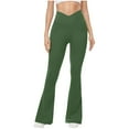 thumbnail image 1 of High Waist Trendy Solid Color Yoga Pants Workout Running Yoga Leggings for Women Crossing Waist Yoga Exercise Elastic Yoga Flare Leggings Pants Comfy Lightweight Travel Pants Women, 1 of 8