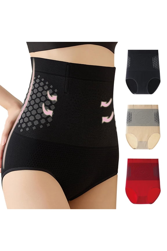 High Waist Tummy Control Panties Seamless Compression Shapewear Briefs for Women, Body Shaping Underwear with Lifting Red Size XXL