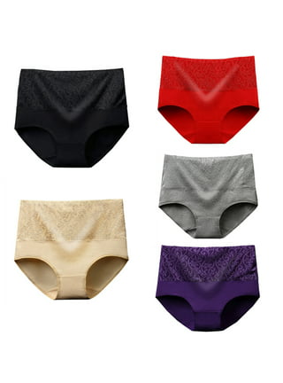3 Pack High Waist Tummy Control Panties for Women, Lace Underwear No Muffin  Top Shapewear Brief Panties 