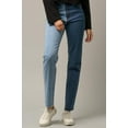 thumbnail image 1 of High Waist Two Tone Raw Hem Straight Jeans, 1 of 8