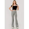 thumbnail image 1 of High Waist Waffle Textured Fleece Lined Flare Pants - Light Heather Gray, 1 of 6