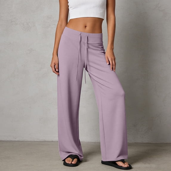 High Waist Wide Leg Casual Trousers Soft Stretch Comfy Palazzo Pants For Women With Pockets Women's Comfortable Lightweight Regular Pants Girl Pull On Sweatpants