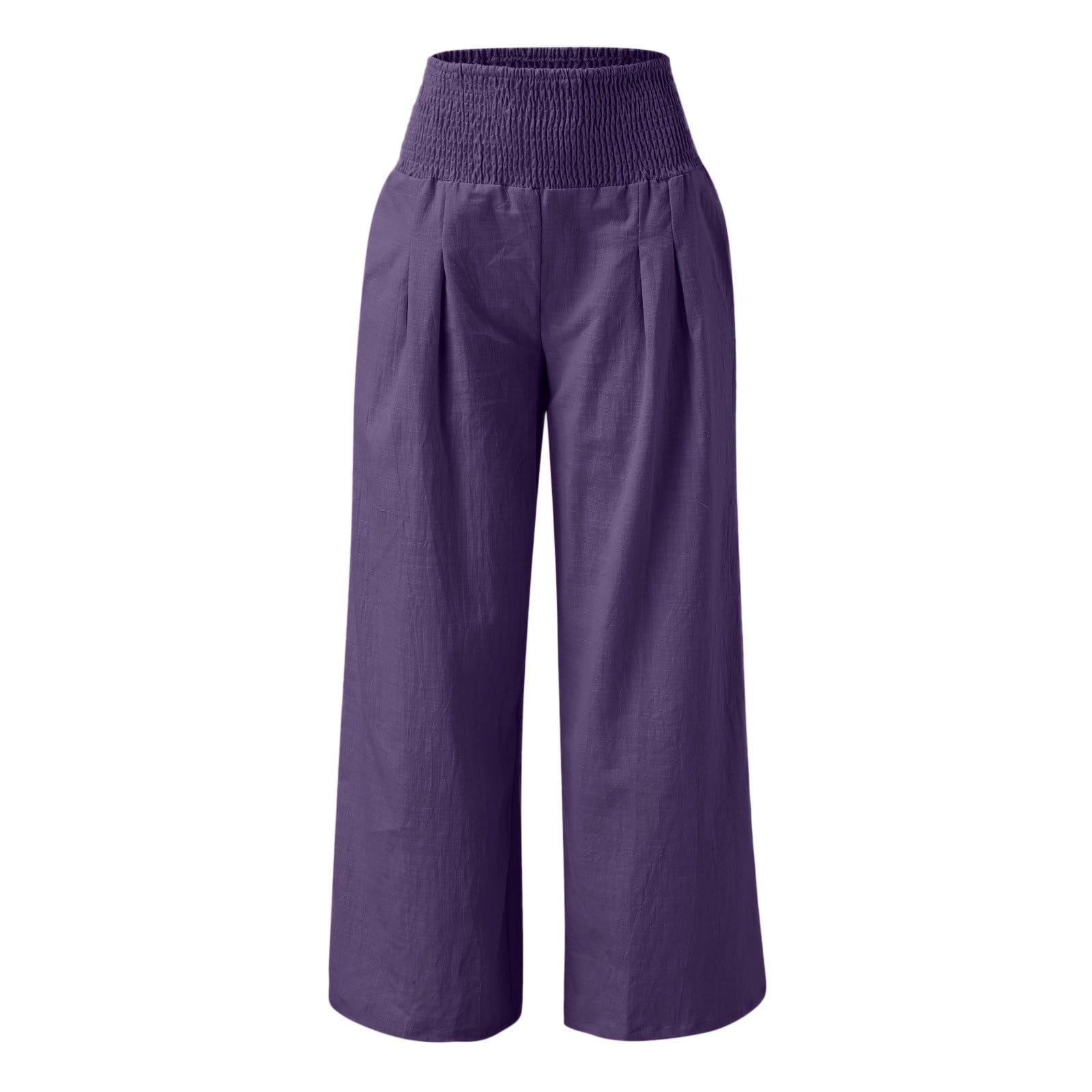 Solid Simple Palazzo Pants, Casual Wide Leg Elastic Waist Pants, Women's Clothing