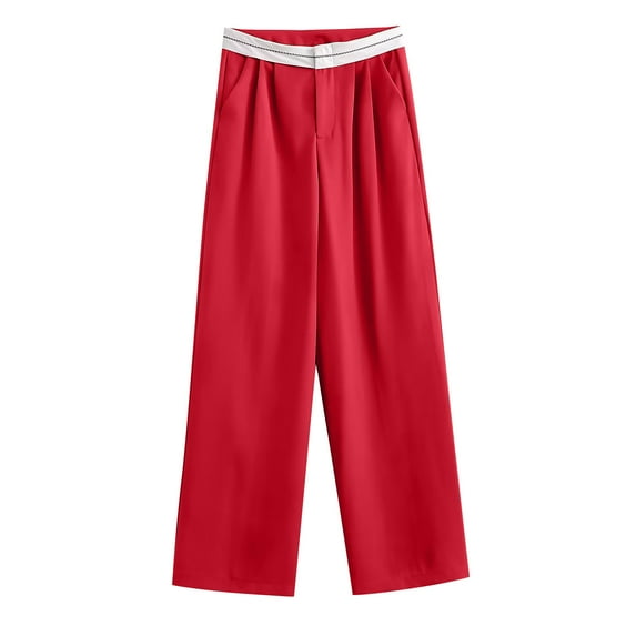 High Waist Wide Leg Pants for Women Solid Color Baggy Straight Leg Palazzo Lounge Pants Trousers for Casual Work