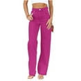 thumbnail image 1 of High Waist Women Blue Wide Leg Pants Casual Denim Jeans, 1 of 5