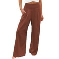 thumbnail image 1 of High Waist Women Casual Pants Winter Wide Leg Palazzo Pants Womens plus Size Casual Pants with Pockets For Women Smocked Elastic Womens Pants Casual Trouser Paper Bag Pants Elastic Waist Loose Comfy, 1 of 7