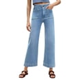 thumbnail image 1 of High Waist Women Casual Wide Leg Denim Pants Cropped Baggy Ankle Jeans with Pocket, 1 of 6
