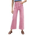 thumbnail image 1 of High Waist Women Casual Wide Leg Denim Pants Cropped Baggy Ankle Jeans with Pocket, 1 of 6