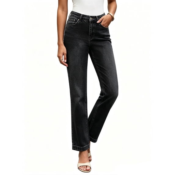 High Waist Women Mid Rise Skinny Straight Leg Jeans Denim Pants