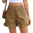 thumbnail image 1 of High Waist Women Straight Leg Ruffle Shorts Dressy Bottom, 1 of 6