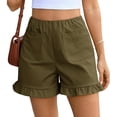 thumbnail image 1 of High Waist Women Straight Leg Ruffle Shorts Dressy Bottom, 1 of 6