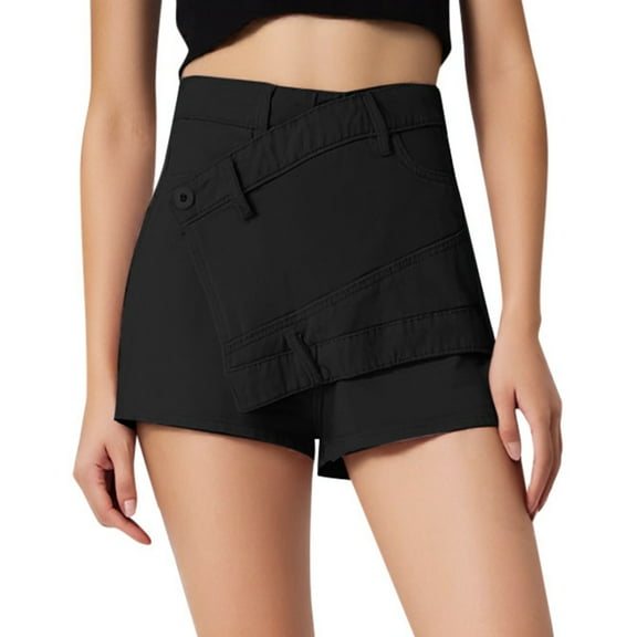 High Waist Women's A Line Denim Skirt Shorts Built in Shorts, Fashionable, Suitable for Summer Casual Outings, Multiple Sizes