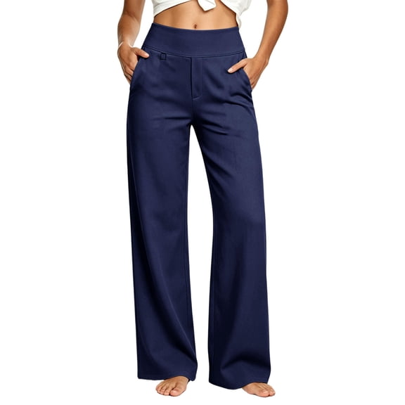 High Waist Work Pants Baeitkot High Waist Work Pants for Women Stretchy Slim Casual Trousers with Pockets Navy XXL