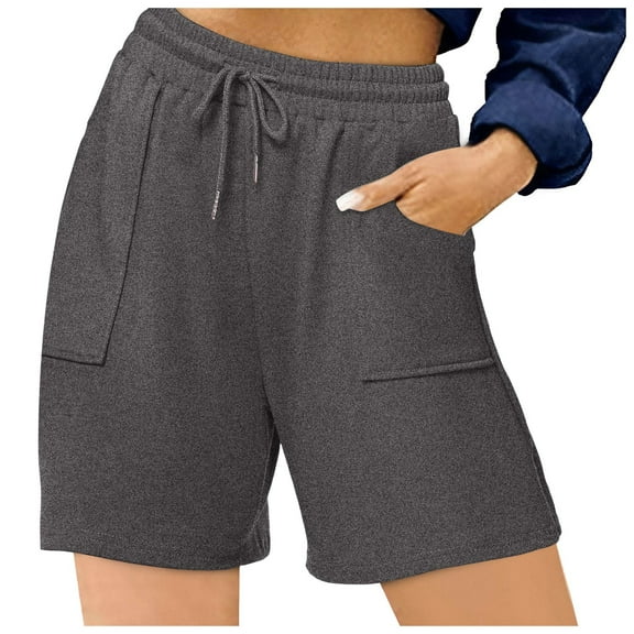 High Waist Workout Shorts for Women Athletic Summer Gym Running Fitness Shorty with Pockets and Drawstring Leisure Trousers