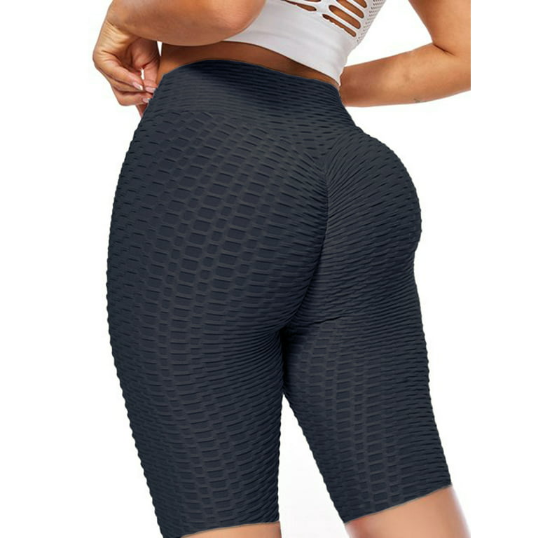 High Waist Workout Yoga Shorts for Women Tummy Control Running Athletic Non  See-Through Gym Casual Elastic Short Pants, Black/ Grey 