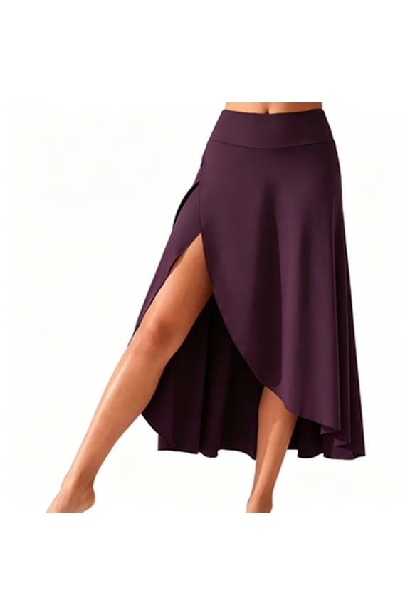 High Waist Wrap Skirt with Shorts Flowy Skirts for Women Trendy Summer Ruffle High Low Maxi Skirt with Slit Purple XL(XL)