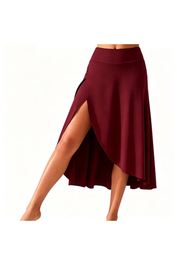 High Waist Wrap Skirt with Shorts Flowy Skirts for Women Trendy Summer Ruffle High Low Maxi Skirt with Slit Red XXL(XXL)