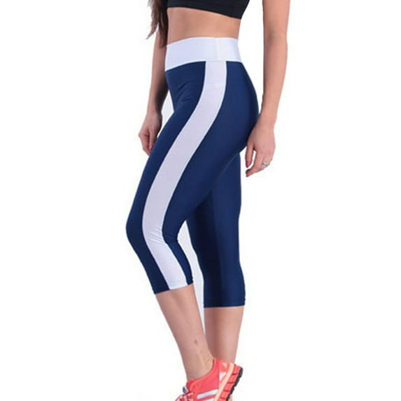 High Waist Yoga Pants Capri with Pockets – Tummy Control Workout Leggings for Women Color Block Activewear S-5XL