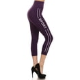 thumbnail image 1 of High Waist Yoga Pants Tummy Control Workout Running 4 Way Stretch Yoga Capri Leggings, Dark Purple, 1 of 1