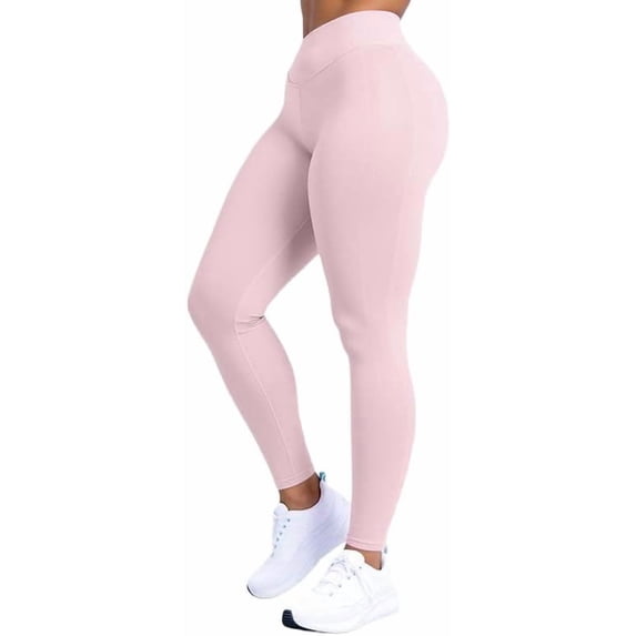 High Waist Yoga Pants for Women - Tummy Control Leggings with 4-Way Stretch for Workout & Running Pink L