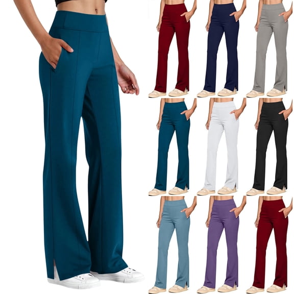 High Waist Yoga Pants with Pockets Sport Casual Solid Color Fashion Elastic Waist Yoga Pants Dance Workout Running