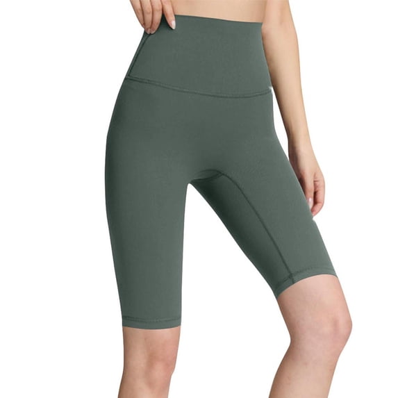 High Waist Yoga Shorts 5" For Women High Elastic Tight Yoga Legging Summer Workout Fitness Gym Shorts,Green-a,S