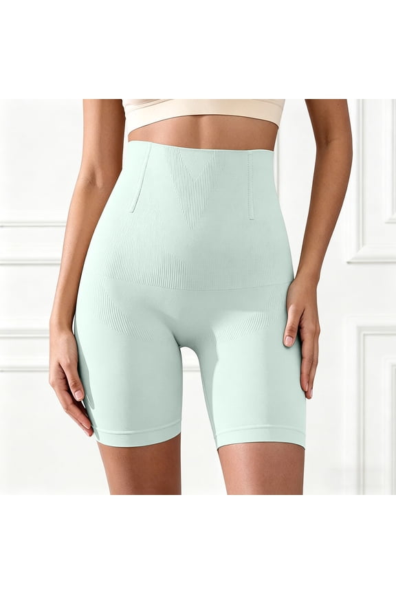 High Waist Yoga Shorts Control Shapewear Postpartum Firm Support Plus Size Workout Bottoms for Daily Casual Wear Mint Green L=阿里XS/S