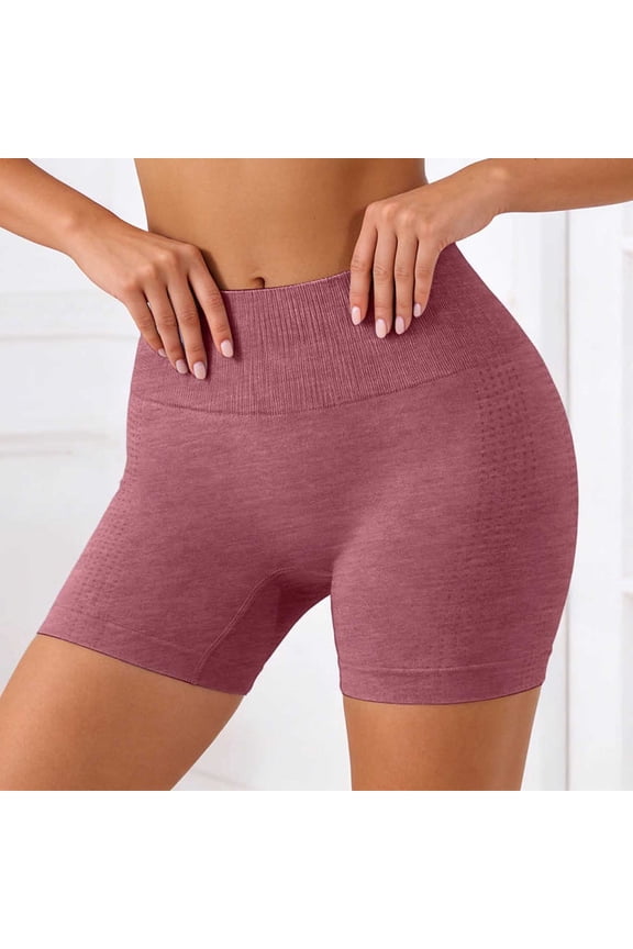 High Waist Yoga Shorts For Workout Running Athletic Training Breathable Flexible Gym With Pockets, L, Red