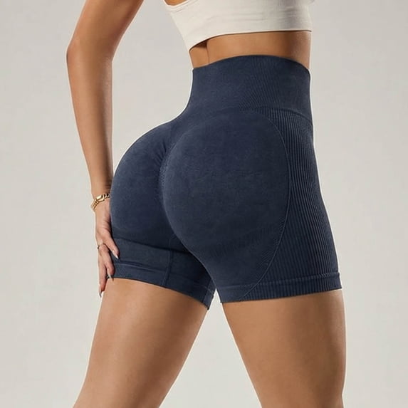 High Waist Yoga Shorts for Women Workout Running Gym Fitness Stretchable Booty Lifting Athletic Pants with Control Seamless Compression ActivewearBlackL