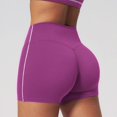 thumbnail image 1 of High Waist Yoga Shorts for Running Gym Fitness Seamless Tight Workout Bottoms with Scrunch Booty Lift and Control, S, Purple, 1 of 5