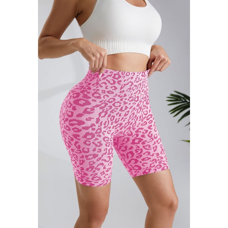 High Waist Yoga Shorts for Women Leopard Print Tummy Control Bike Running Workout Shorts Walmart