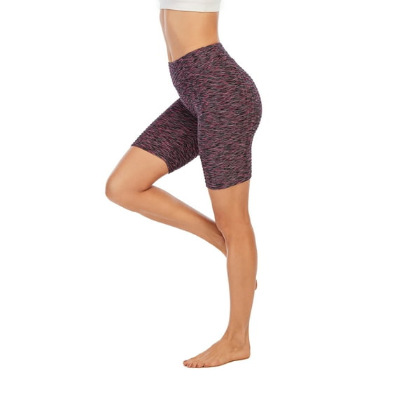 High Waist Yoga Shorts for Women Tummy Control Athletic Workout Running Shorts 5 Points, Dark Pink, L