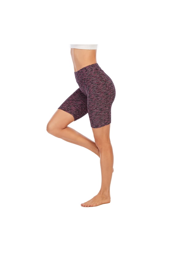 High Waist Yoga Shorts for Women Tummy Control Athletic Workout Running Shorts 5 Points, Dark Pink, S