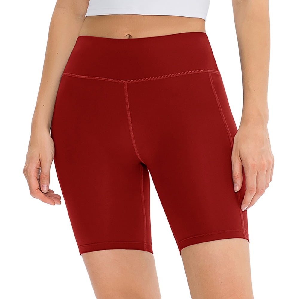 High Waist Yoga Shorts for Women with Side Pocket Tummy Control
