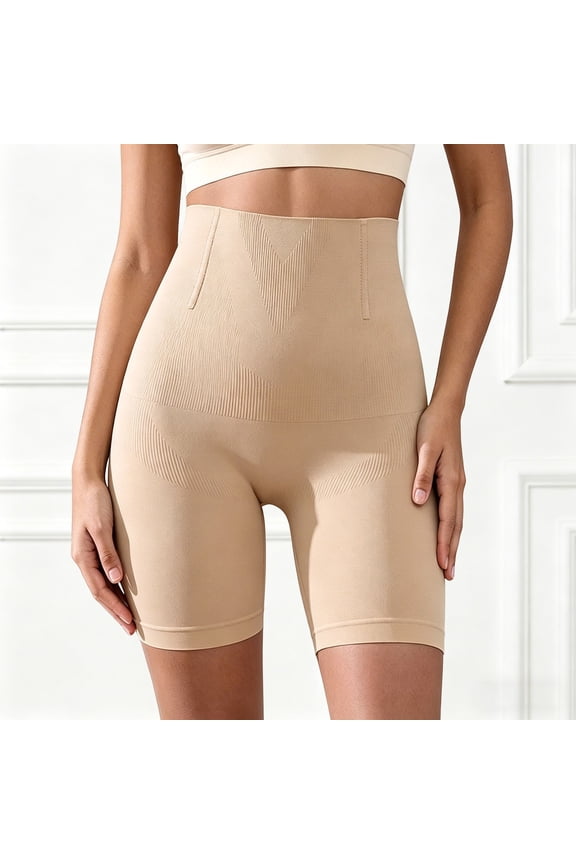 High-Waist Yoga Shorts with Firm Control for Postpartum Support and Everyday Comfort Seamless Casual Bottoms for Spring to Autumn, XXXXL, Beige