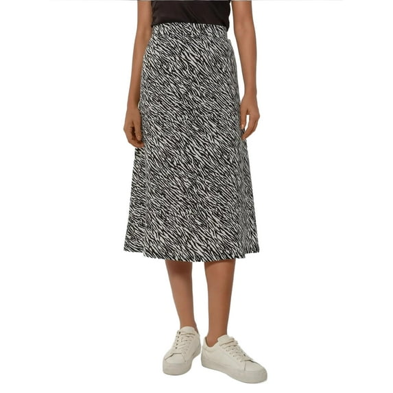 High Waist Zebra Print Midi Skirt
