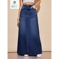 thumbnail image 1 of High-Waisted A-Line Maxi Denim Skirt With Pockets Dark Wash, 1 of 30