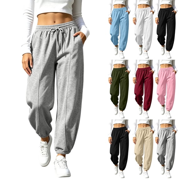 High Waisted Baggy Sweatpants For Women Soft Barrel Leg Workout Gym Active Joggers With Pockets Elastic Drawstring Lounge Pants