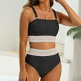 thumbnail image 1 of High Waisted Bandeau Bikini Set Women Strapless Two Piece Swimsuits Ribbed Longline Full Coverage Bathing Suits Swimwear Junior Swimsuit with Shorts Front Tie Skirt Set Womens Swimsuit Shorts Long, 1 of 4