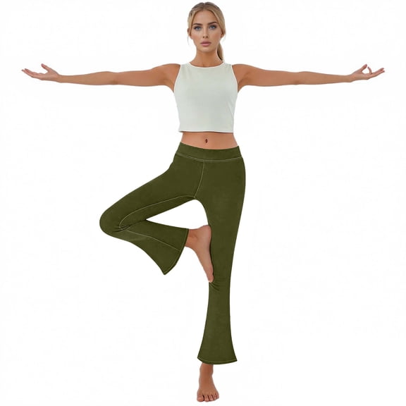 High Waisted Bell Bottom Jeans for Women Stretchy Flared Pull On Yoga Pant Elastic Waist Butt Lifting Leggings